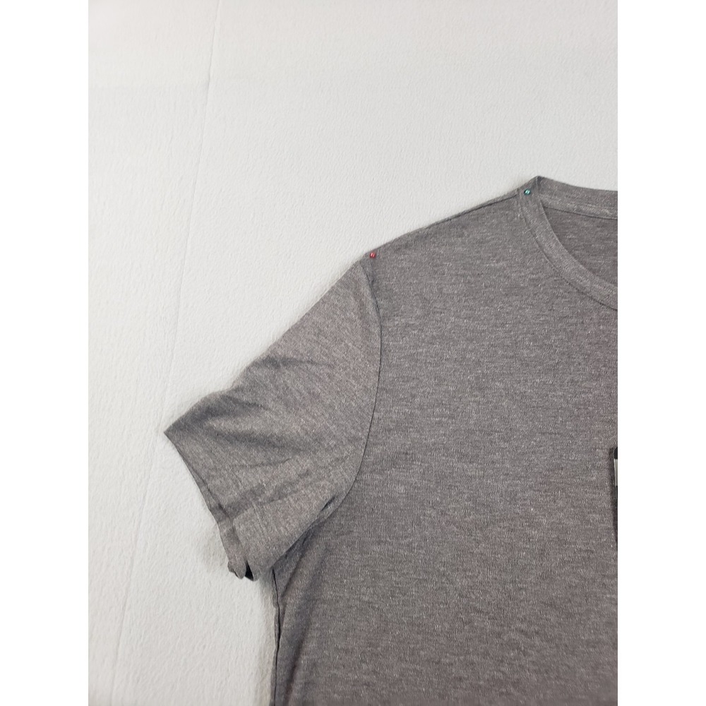 Alfant Men Henley Shirts L Gray Short Sleeve Pullover Stretched Logo Casual - Picture 3 of 16
